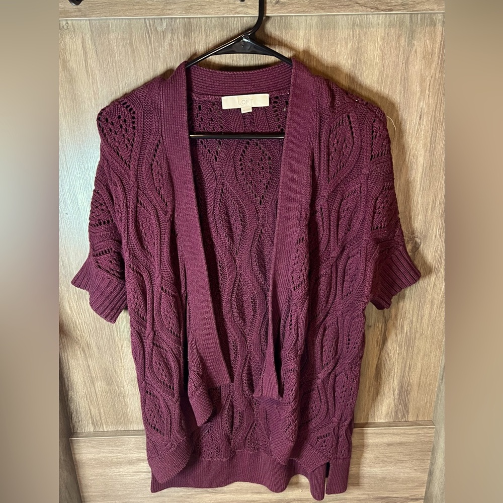 Ann Taylor Loft Burgundy Cardigan Sweater